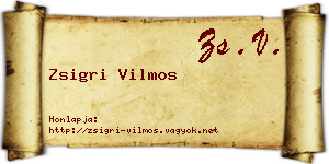 Zsigri Vilmos névjegykártya
